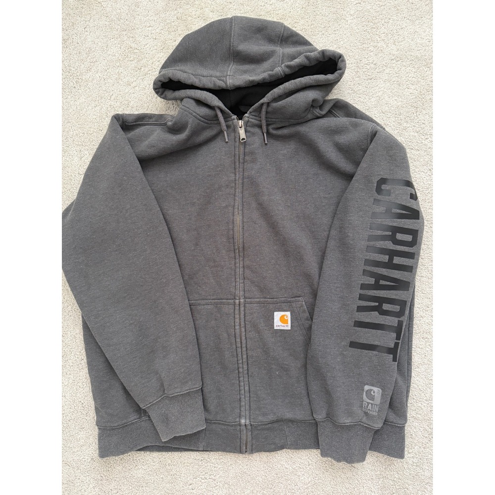 Carhartt Rain Defender Paxton Full Zip Hoodie Carbon Heather Mens L